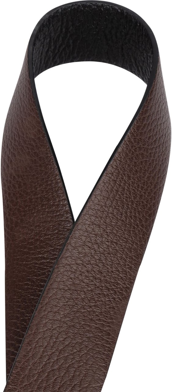 Salvatore Ferragamo Salvatore Ferragamo Leather Reversible Horn Double Gancini Belt Zwart