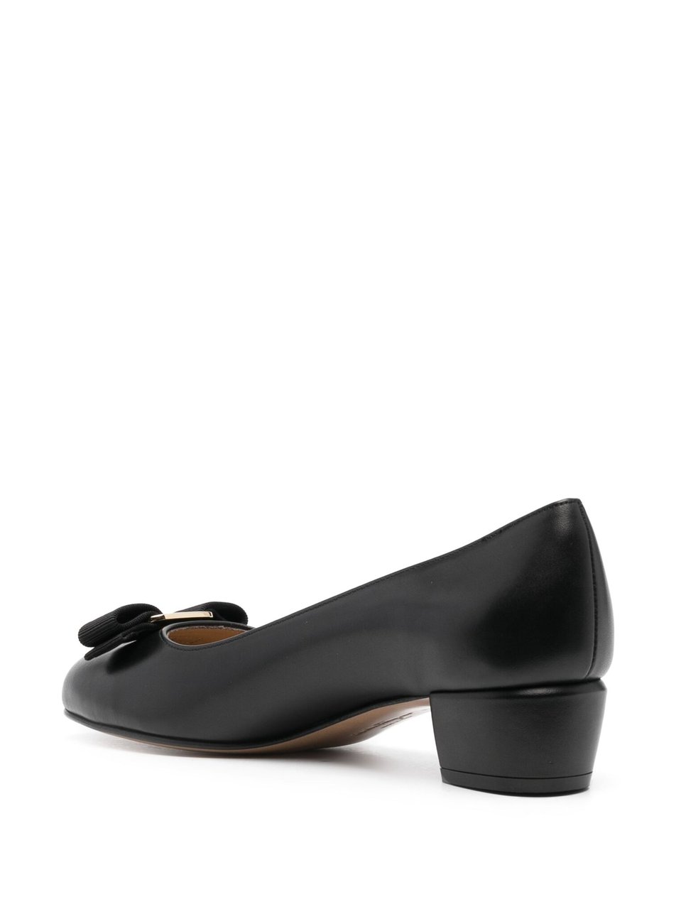 Salvatore Ferragamo Black Vara 1 Timeless Leather Pumps Grijs