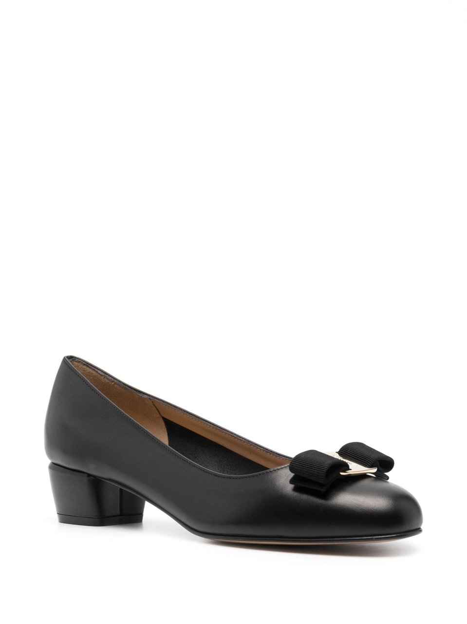 Salvatore Ferragamo Black Vara 1 Timeless Leather Pumps Grijs