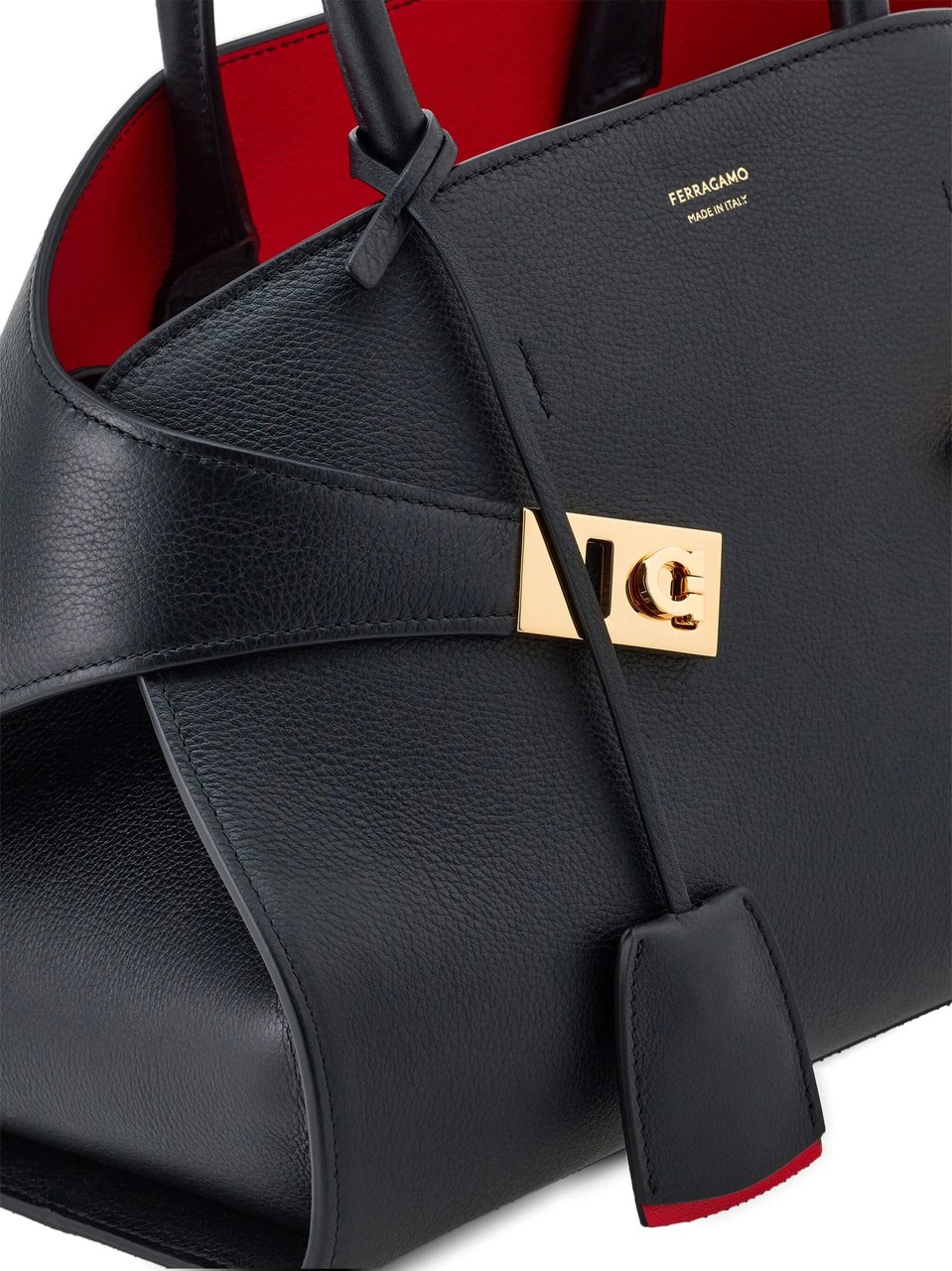 Salvatore Ferragamo Leather Hug Th S Structured Shoulder Bag Zwart