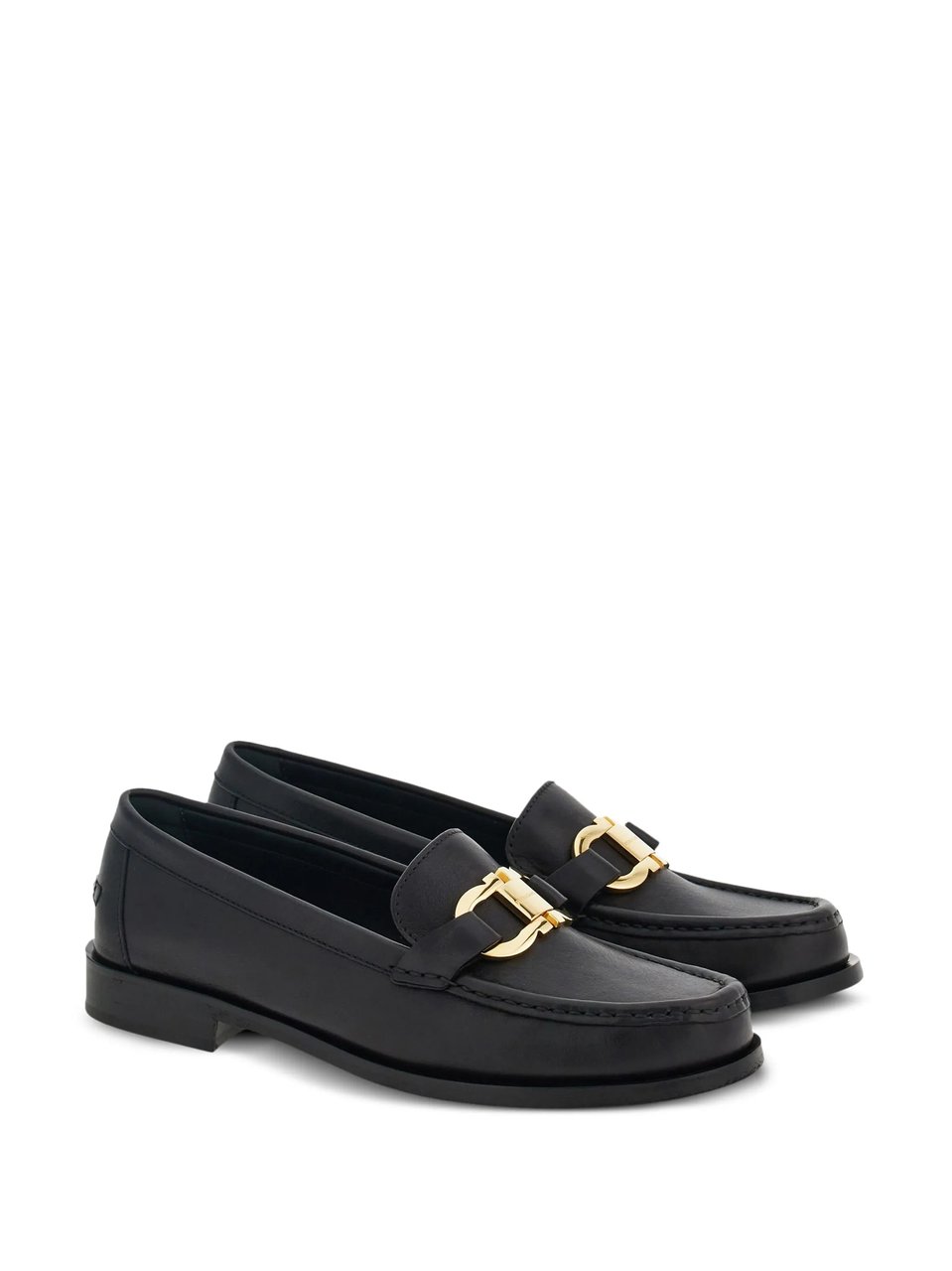 Salvatore Ferragamo Black Maryan 2 Vegetable-Tanned Leather Moccasins Zwart