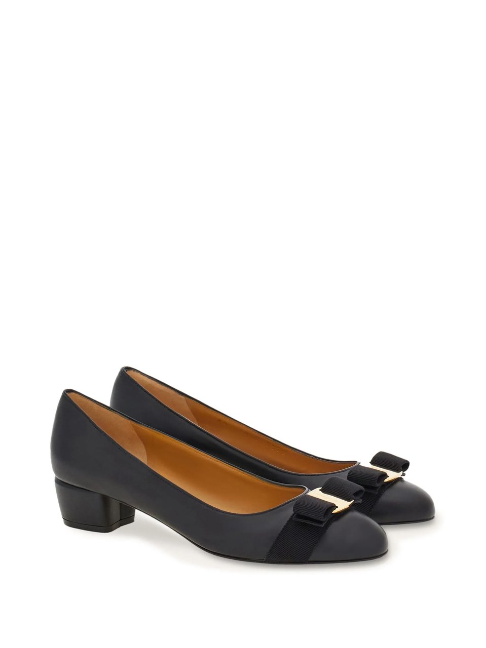 Salvatore Ferragamo Leather Vara Soft Grosgrain Bow Flats Zwart
