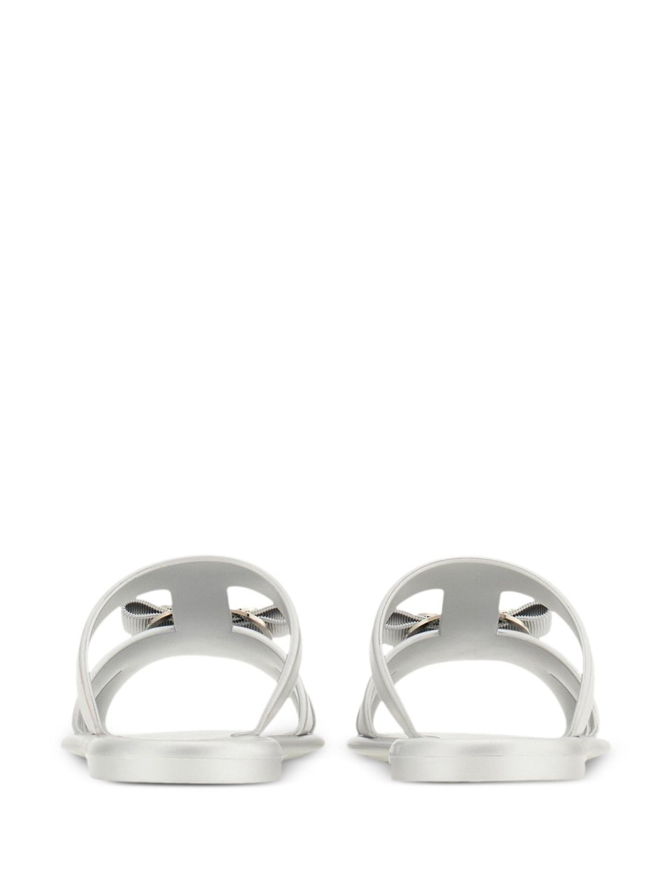 Salvatore Ferragamo Silver Lilou Flat Slide Rubber Sandals Grijs