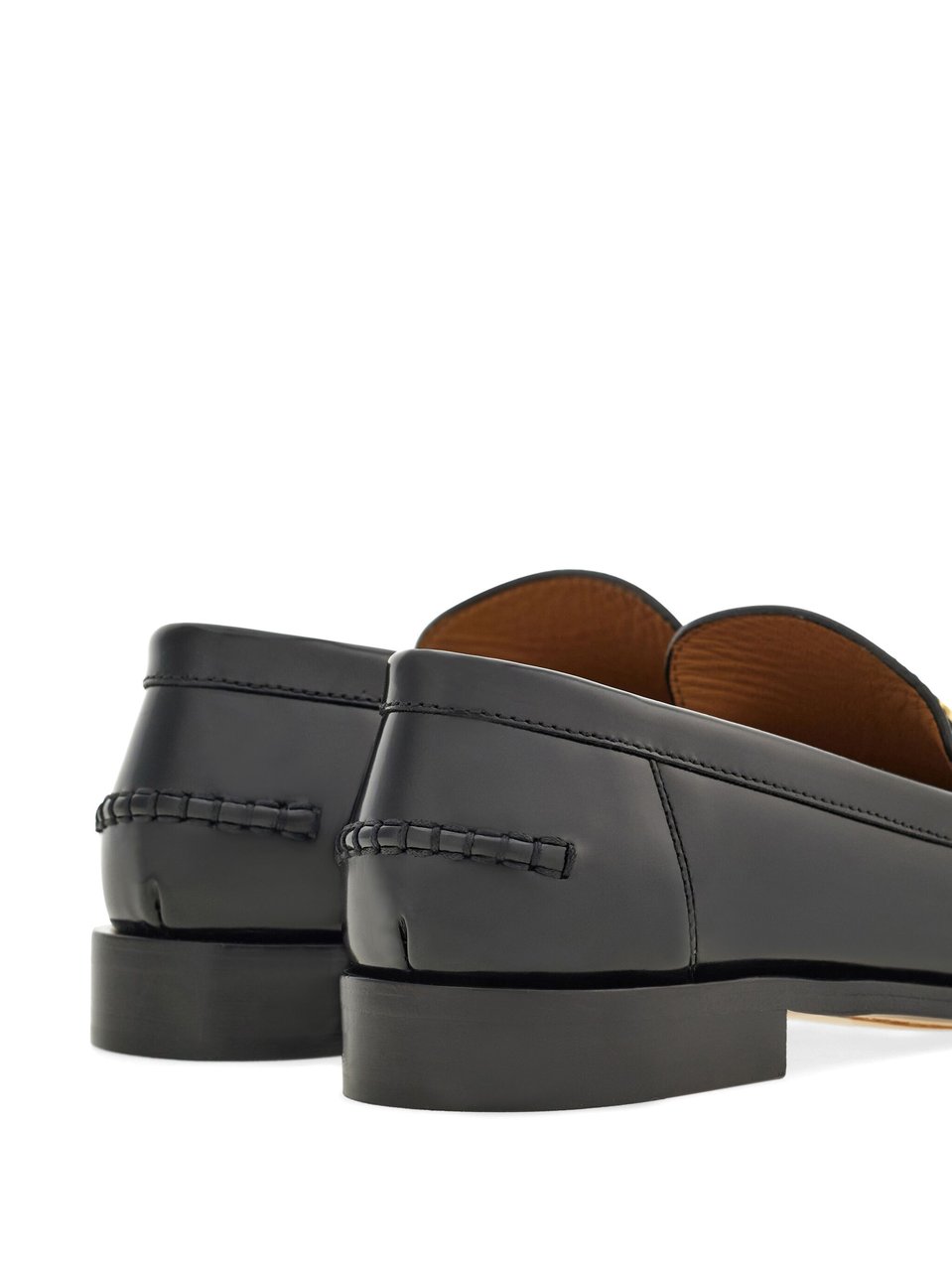 Salvatore Ferragamo Black Harry Stitched Apron Front Loafers Zwart