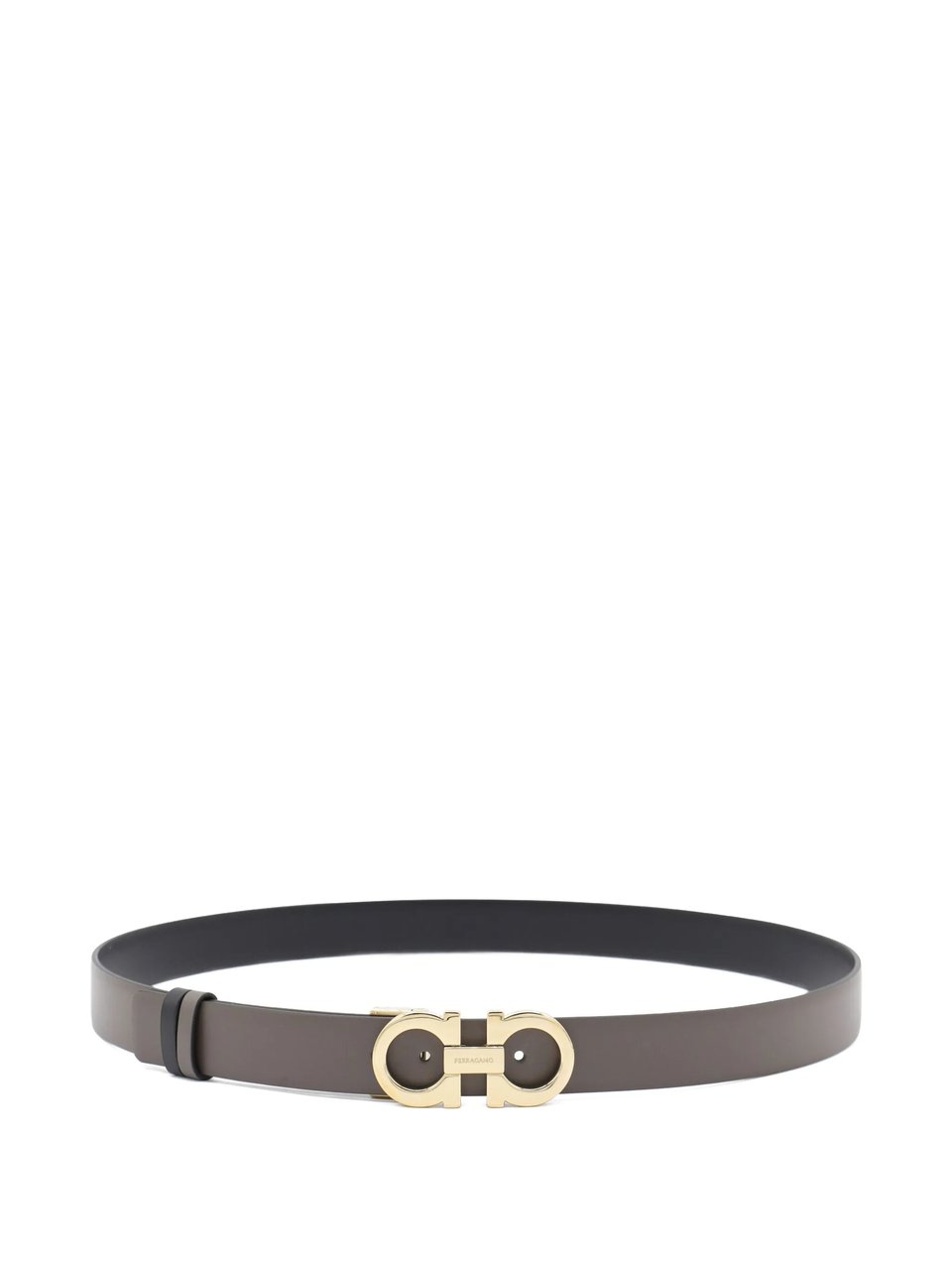 Salvatore Ferragamo Taupe Gancini Buckle Matte Leather Belt Grijs