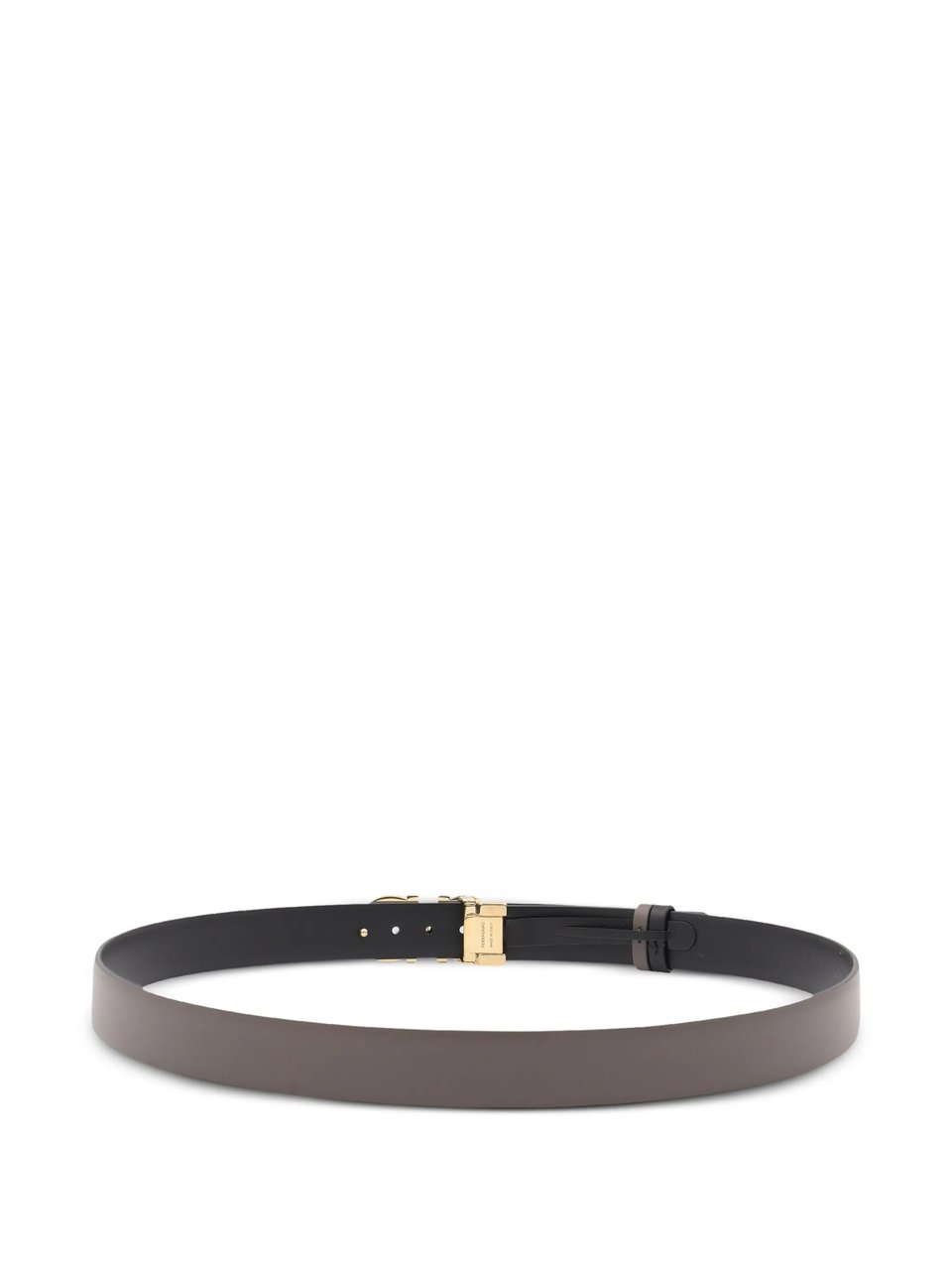 Salvatore Ferragamo Taupe Gancini Buckle Matte Leather Belt Grijs