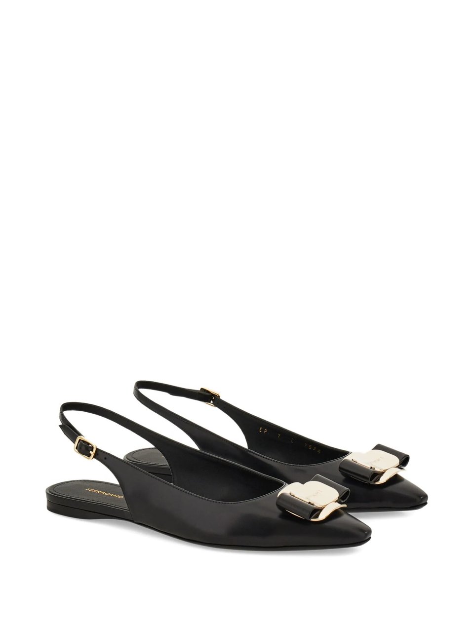 Salvatore Ferragamo Black Zelmy Pointed Toe Slingback Ballerinas Zwart