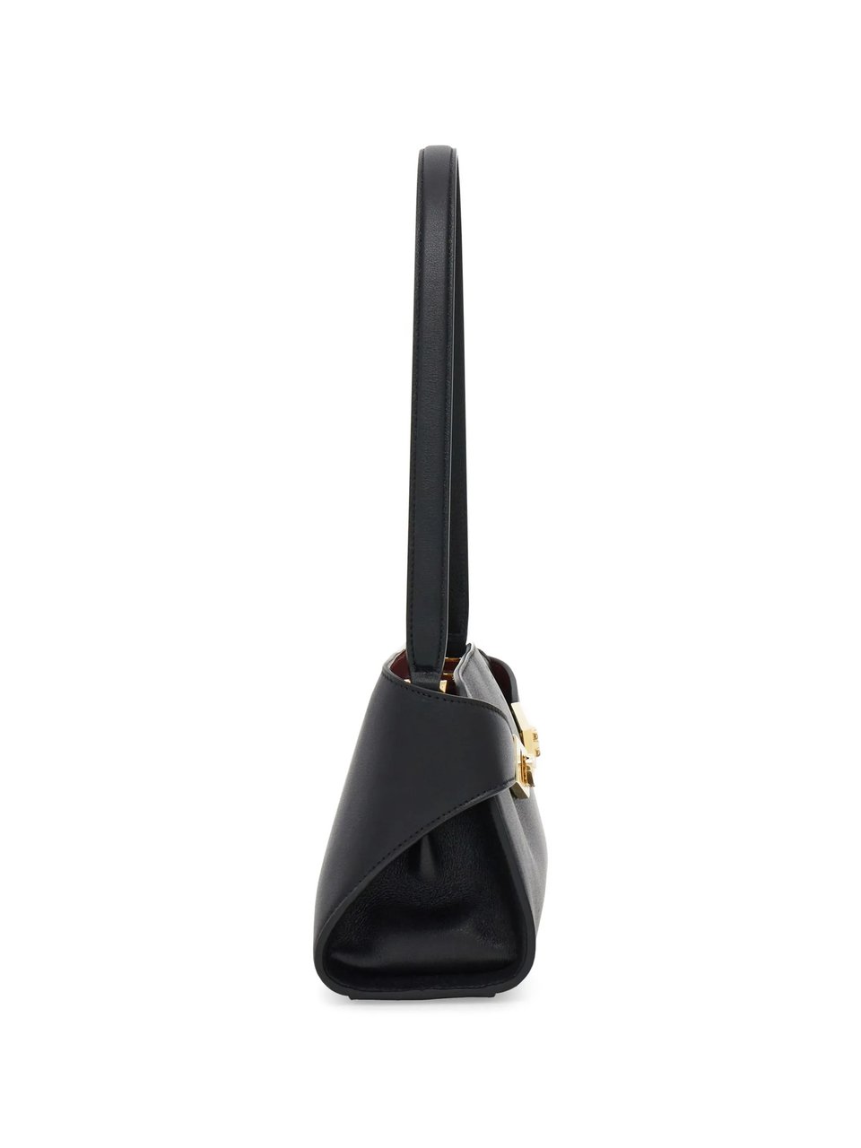 Salvatore Ferragamo Hug Sh Ew Calf Leather Handbag Zwart