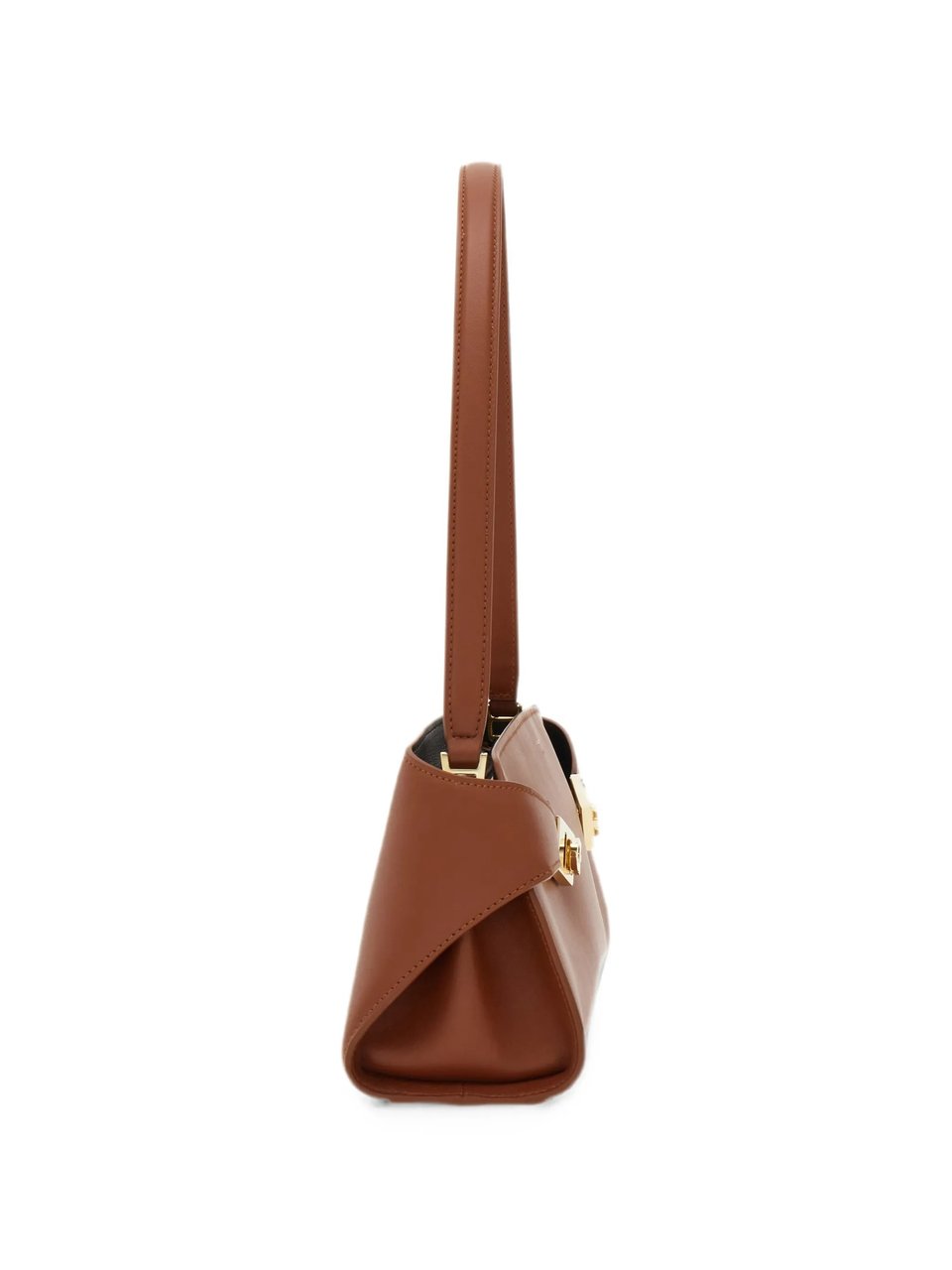 Salvatore Ferragamo Calf Leather Hug Sh Ew Shoulder Bag Bruin