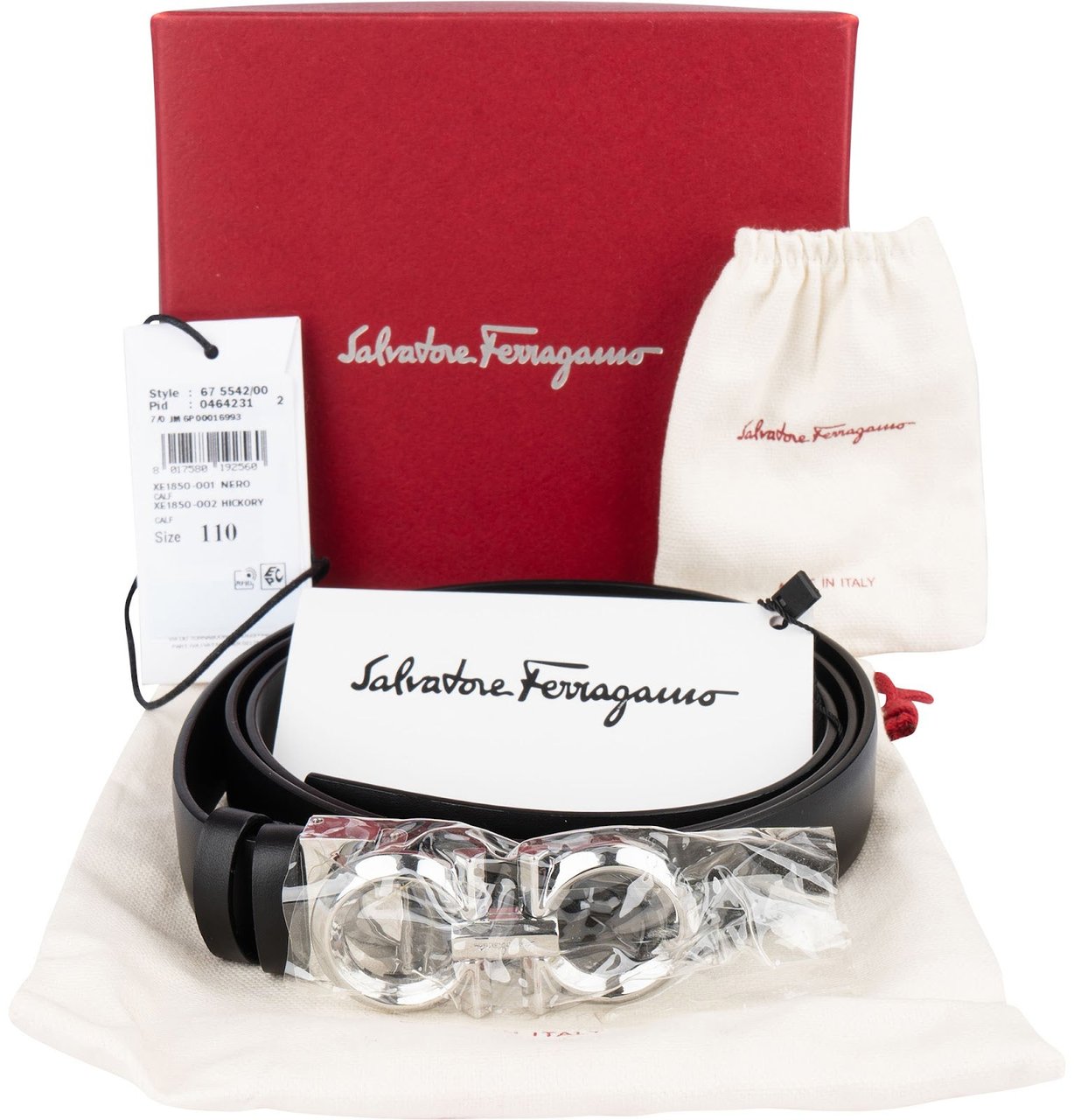 Salvatore Ferragamo Salvatore Ferragamo Nero Leather Gancini Belt (110) Zwart