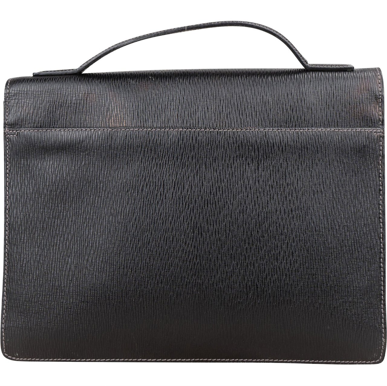 Salvatore Ferragamo Salvatore Ferragamo Grained Leather Briefcase Handbag Zwart