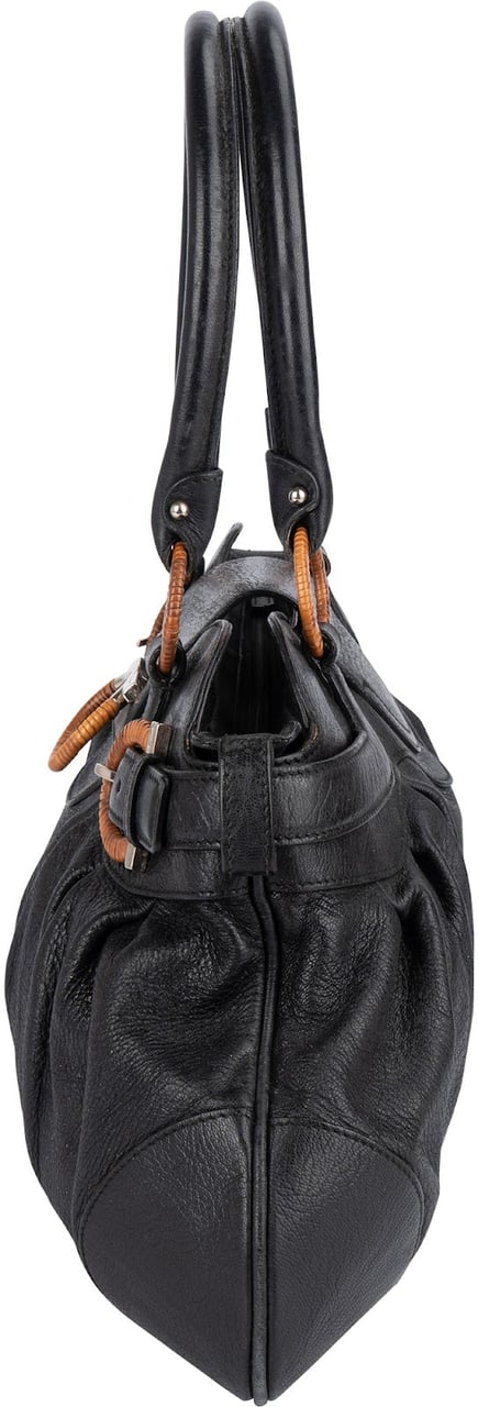 Salvatore Ferragamo Salvatore Ferragamo Pebbled Leather Marisa Handbag Zwart