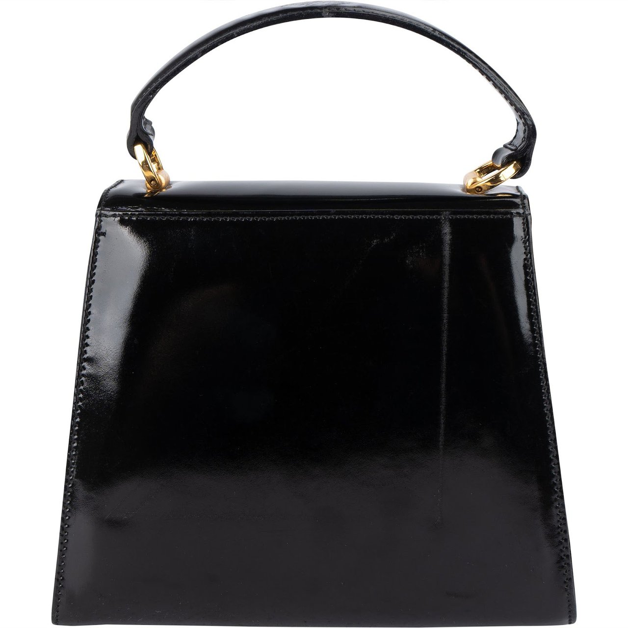 Salvatore Ferragamo Black Patent Calf Leather Vara Bow Top Handle Handbag Zwart
