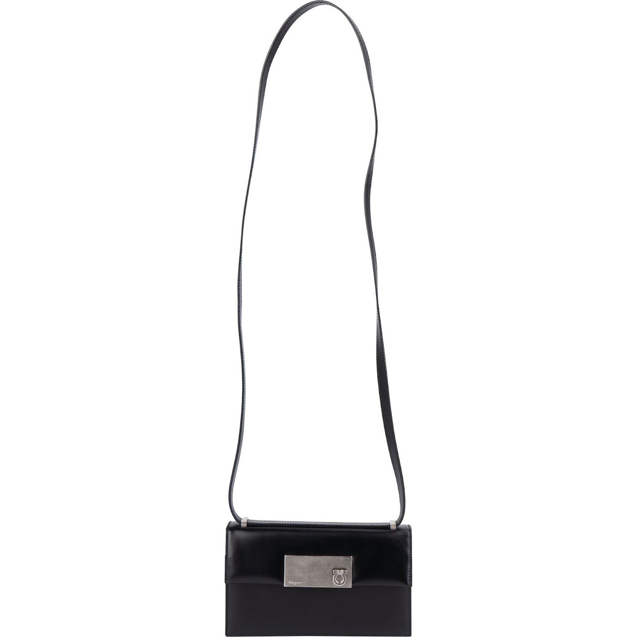Salvatore Ferragamo Leather Gancini Small Flap Crossbody Bag Zwart