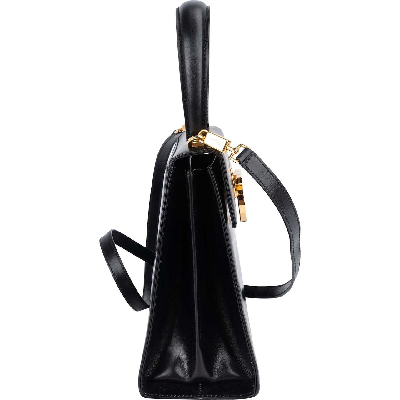 Salvatore Ferragamo Salvatore Ferragamo Black Boxcalf Leather Gancini Top Handle Handbag Zwart