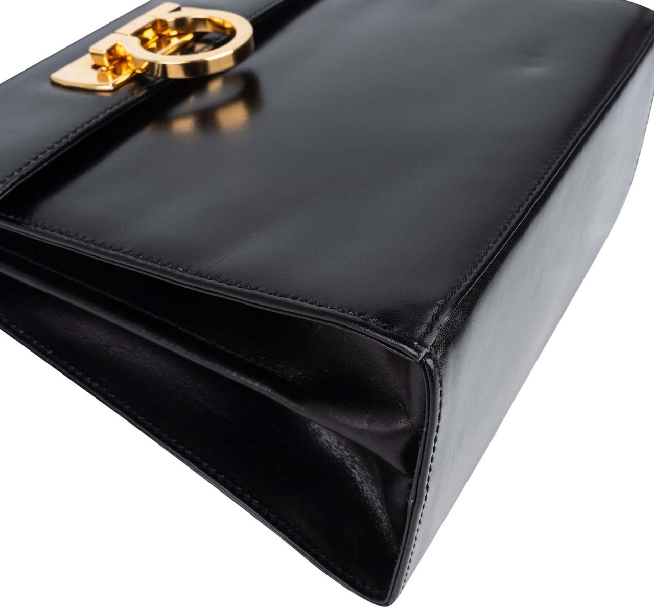 Salvatore Ferragamo Salvatore Ferragamo Black Boxcalf Leather Gancini Top Handle Handbag Zwart