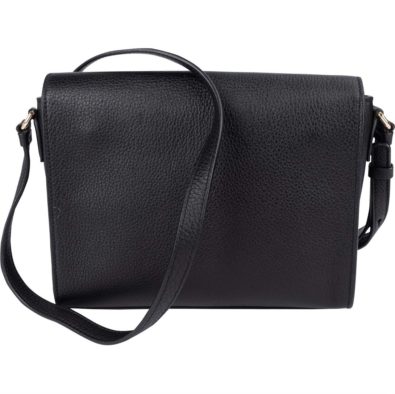 Salvatore Ferragamo Pebbled Leather Gancini Flap Crossbody Bag Zwart