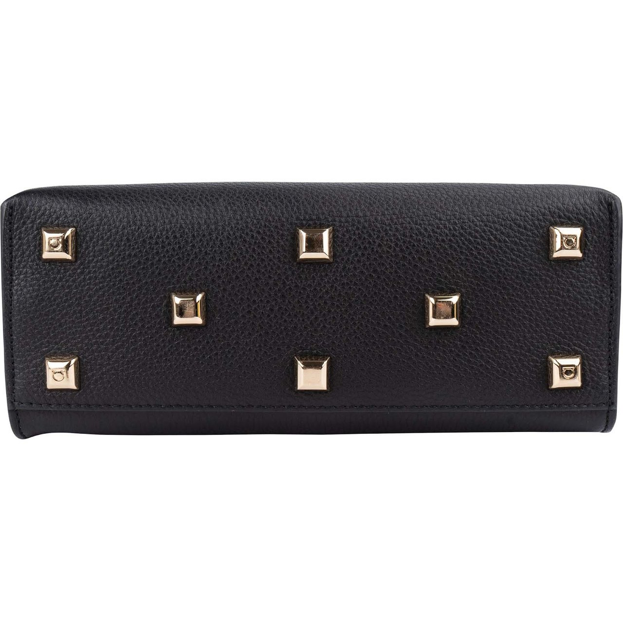 Salvatore Ferragamo Pebbled Leather Gancini Flap Crossbody Bag Zwart