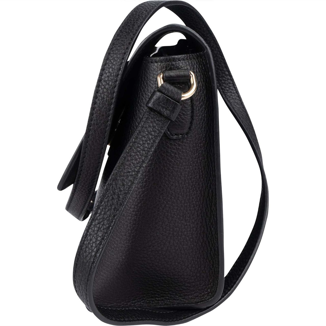 Salvatore Ferragamo Pebbled Leather Gancini Flap Crossbody Bag Zwart