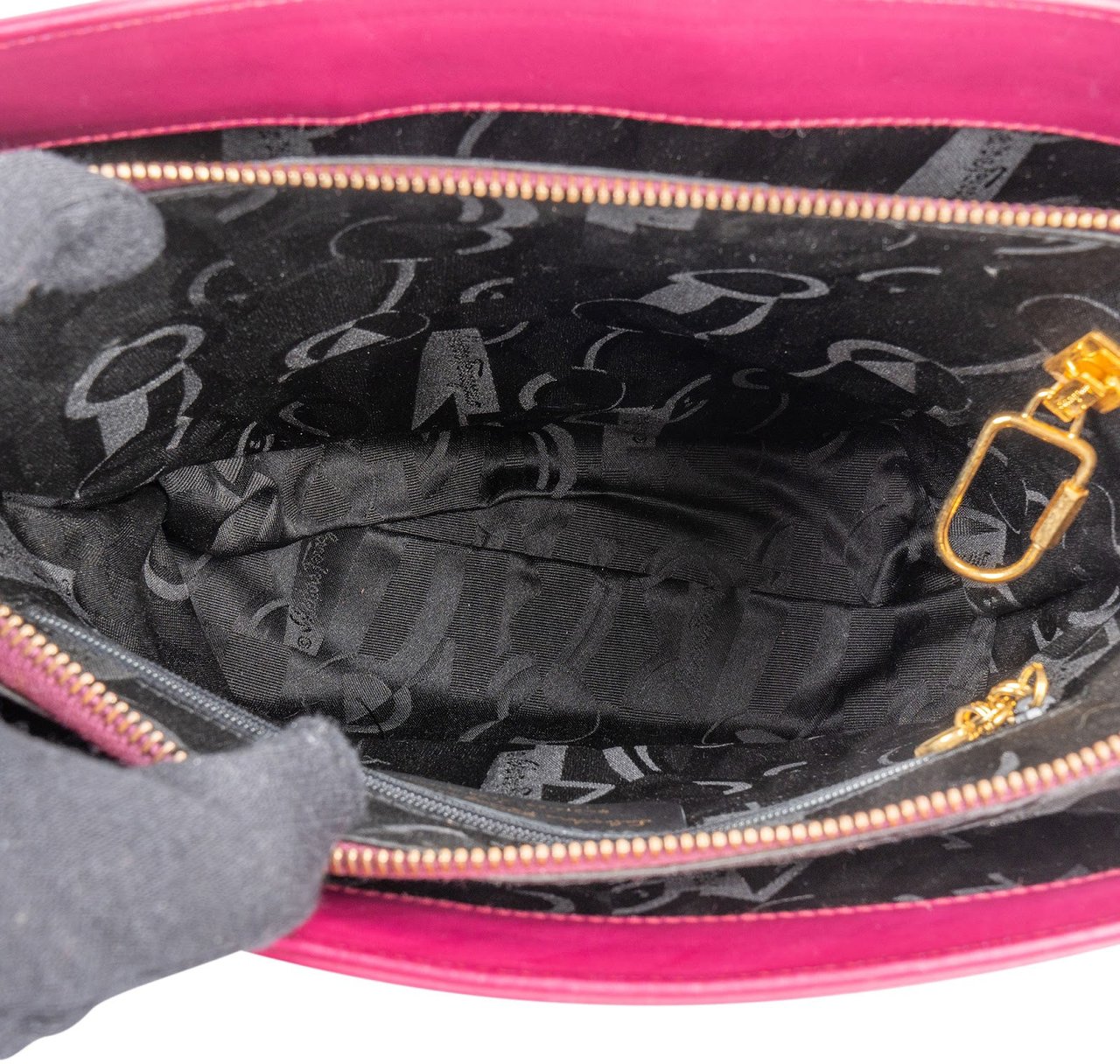 Salvatore Ferragamo Leather Gancini Tote Shoulder Bag Roze