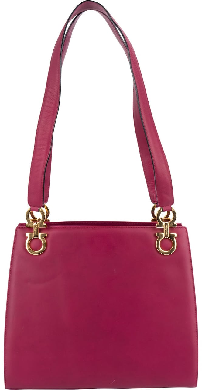 Salvatore Ferragamo Leather Gancini Tote Shoulder Bag Roze