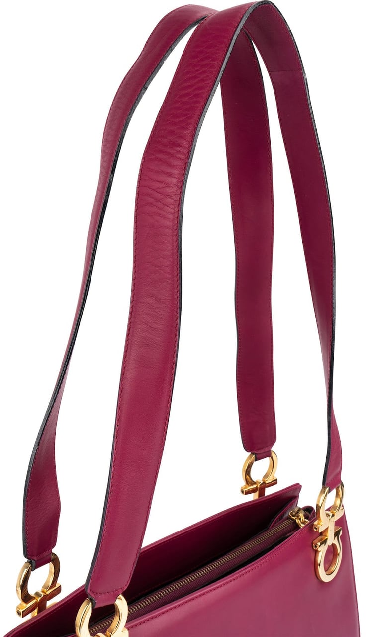 Salvatore Ferragamo Leather Gancini Tote Shoulder Bag Roze