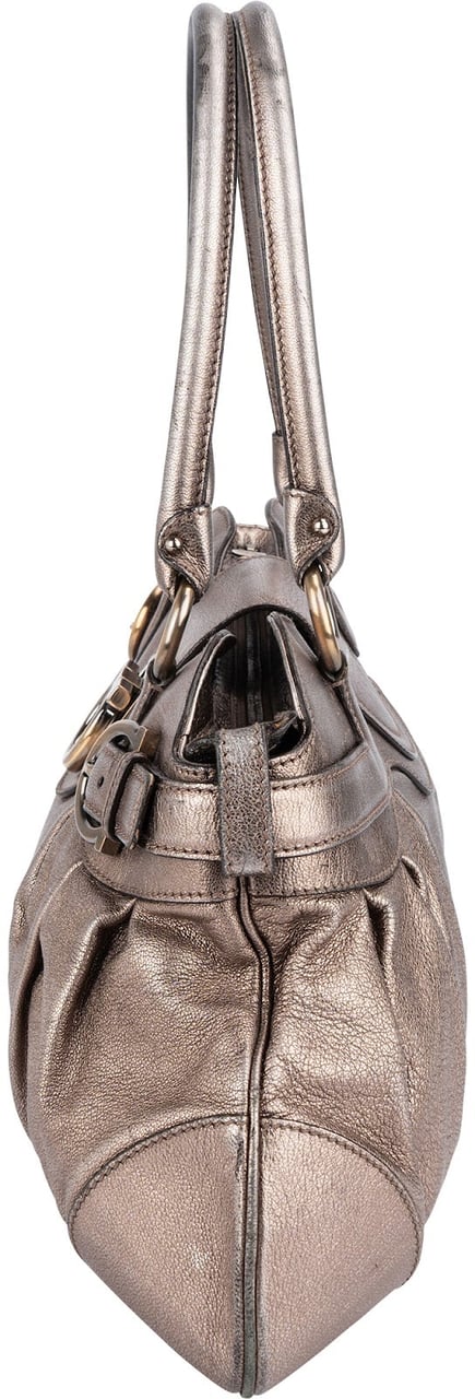 Salvatore Ferragamo Salvatore Ferragamo Metallic Leather Marisa Gancini Handbag Bruin