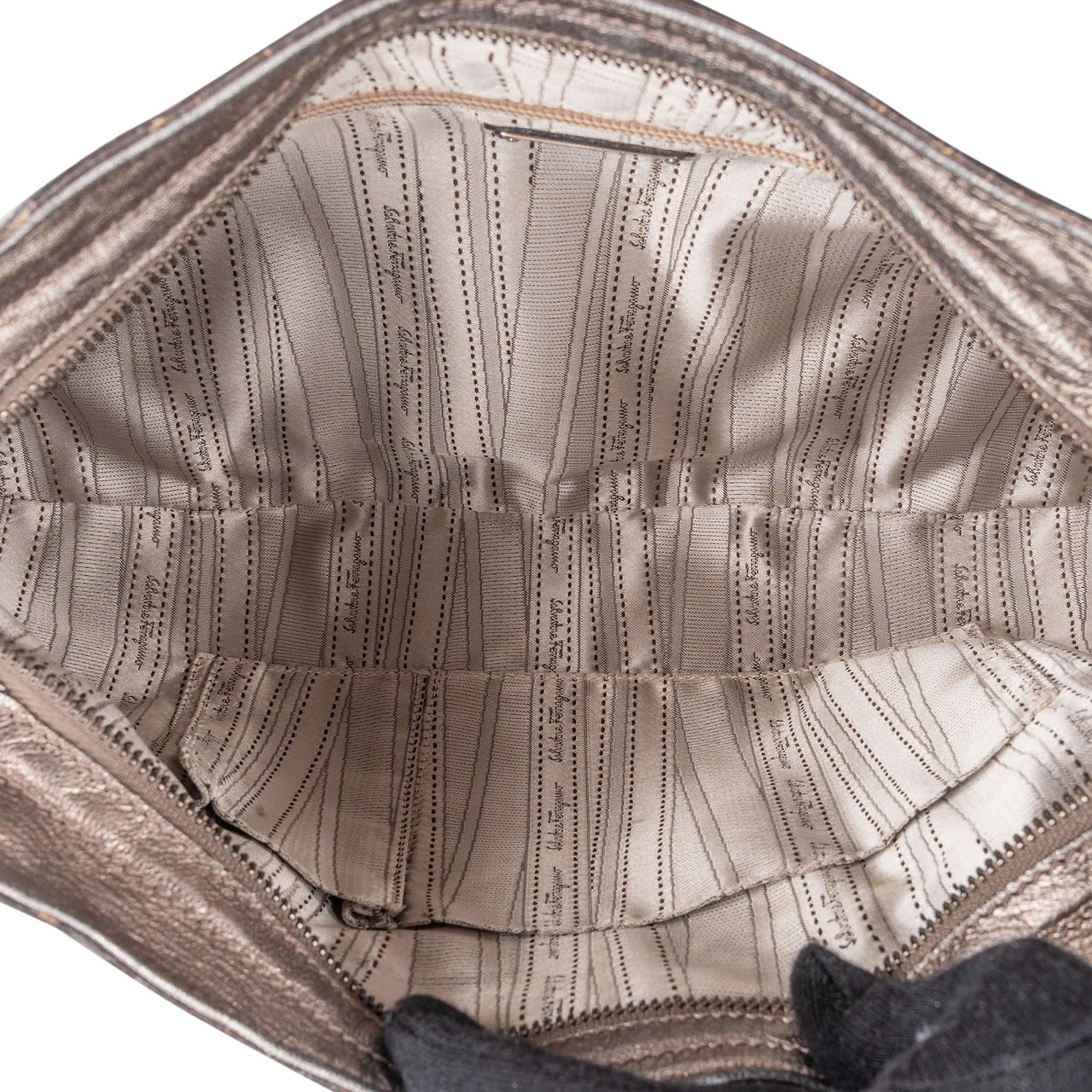 Salvatore Ferragamo Salvatore Ferragamo Metallic Leather Marisa Gancini Handbag Bruin