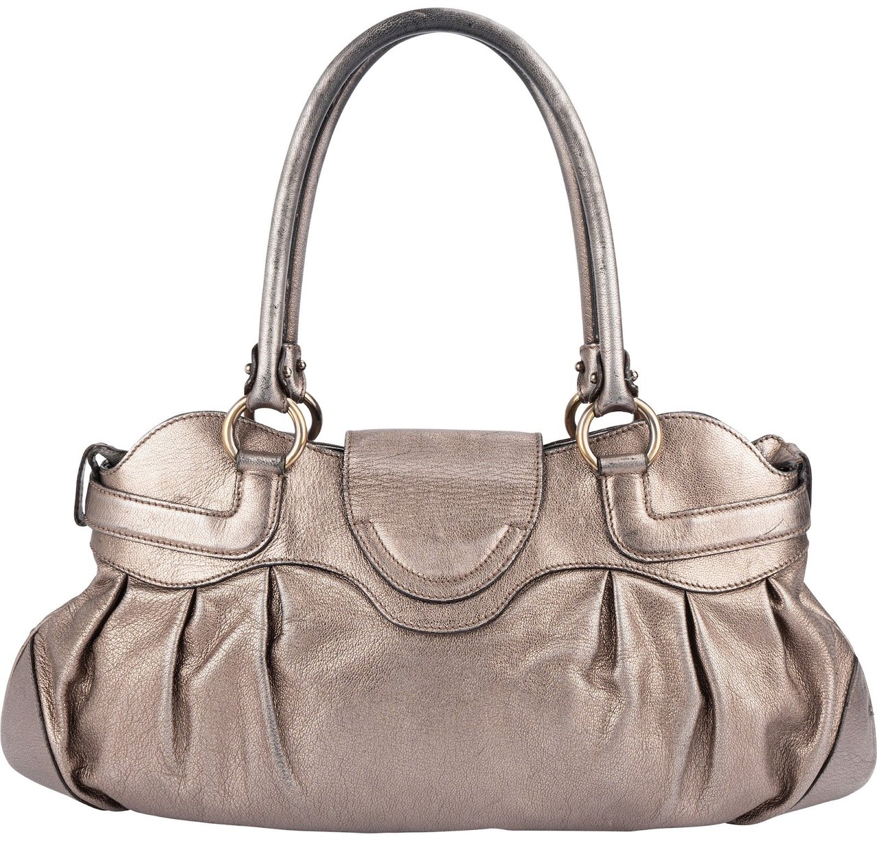 Salvatore Ferragamo Salvatore Ferragamo Metallic Leather Marisa Gancini Handbag Bruin