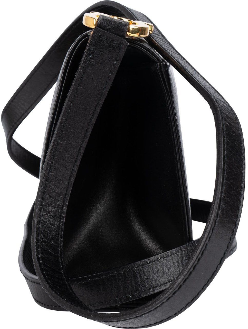 Salvatore Ferragamo Leather Gancini Mini Flap Crossbody Bag Zwart