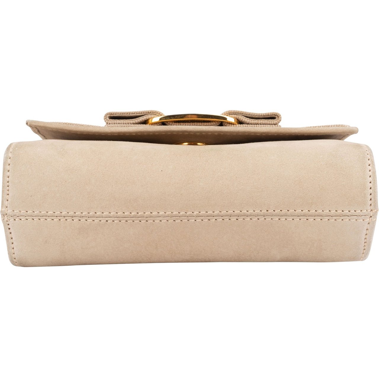 Salvatore Ferragamo Suede Vara Bow Mini Chain Crossbody Bag Beige