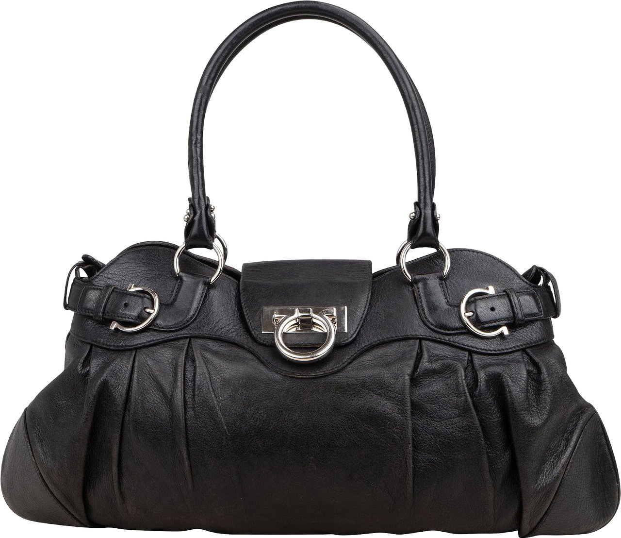 Salvatore Ferragamo Salvatore Ferragamo Black Leather Marisa Handbag Zwart