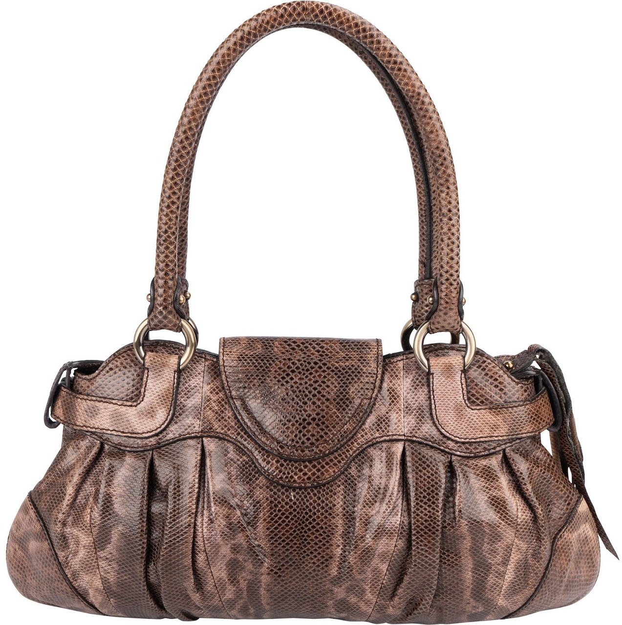 Salvatore Ferragamo Python Marisa Satchel Shoulder Bag Bruin