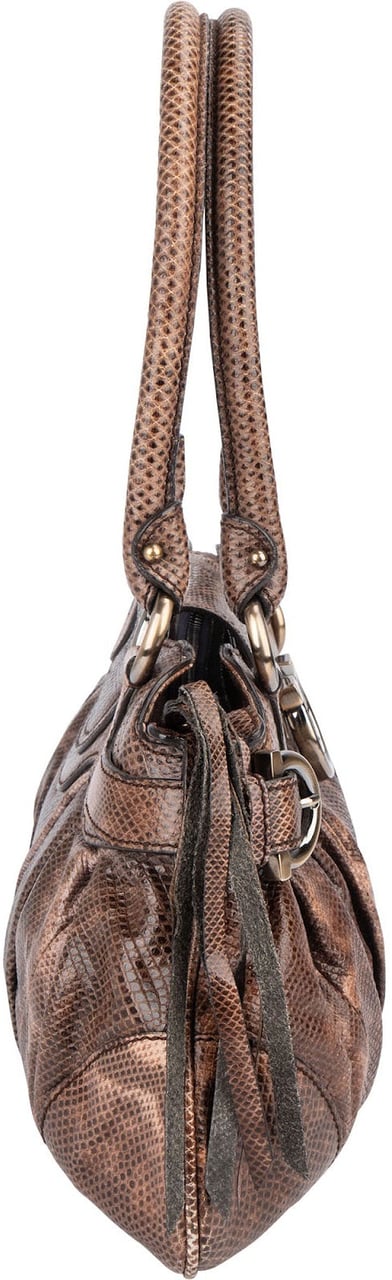 Salvatore Ferragamo Python Marisa Satchel Shoulder Bag Bruin