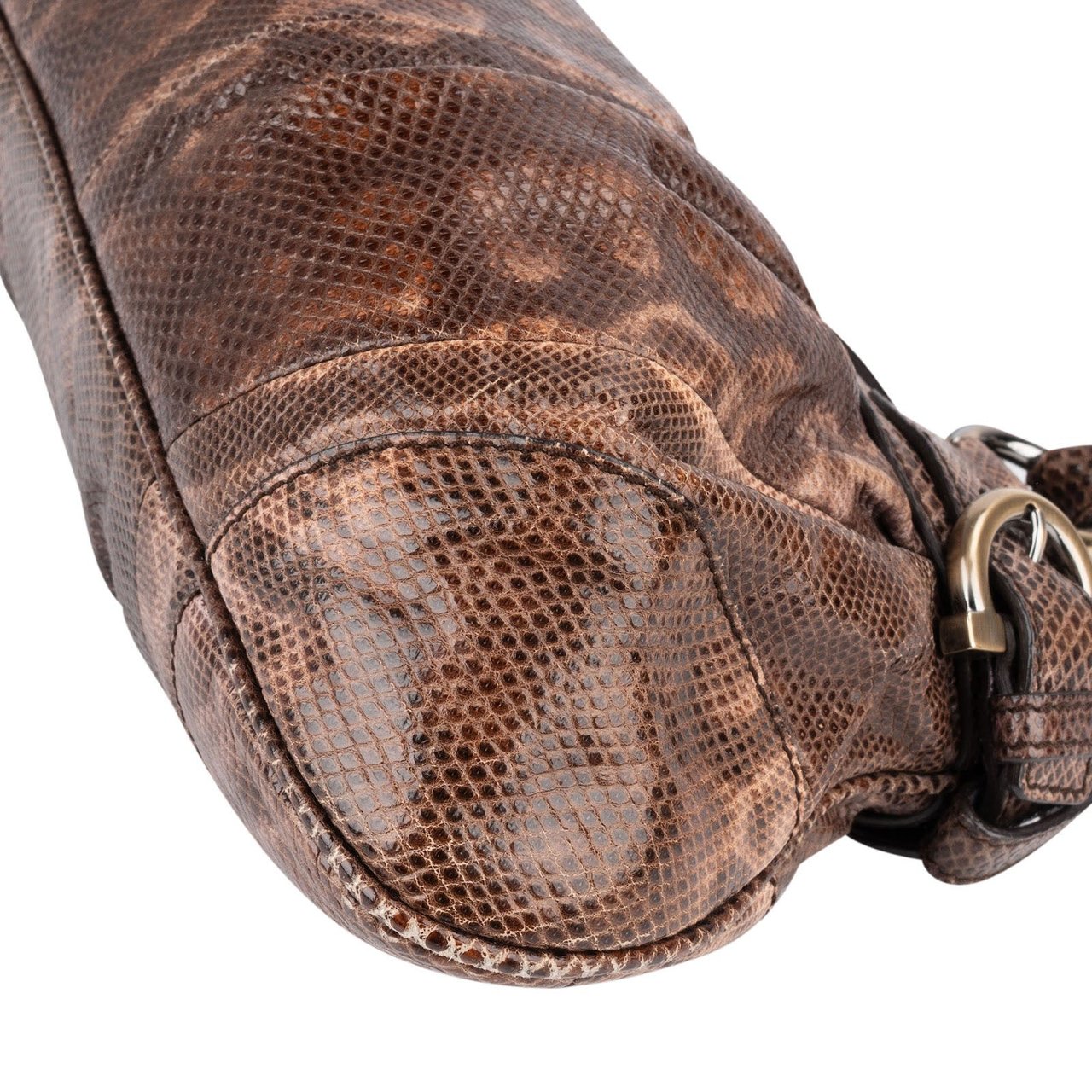 Salvatore Ferragamo Python Marisa Satchel Shoulder Bag Bruin