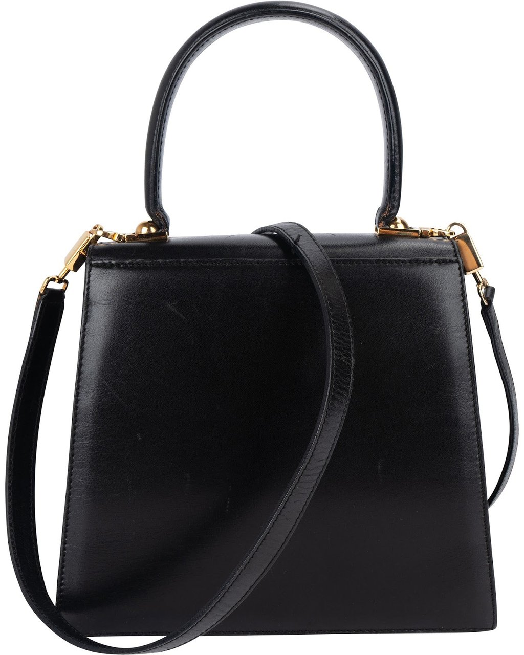 Salvatore Ferragamo Salvatore Ferragamo Black Leather Gancini Top Handle Handbag Zwart