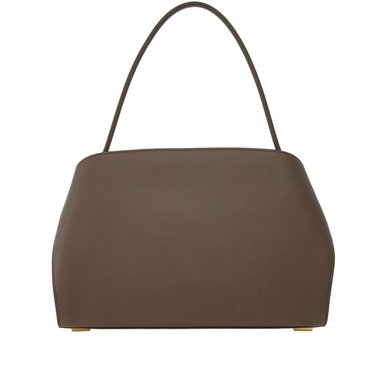 Salvatore Ferragamo Structured Top Handle Leather Bag with Gold-Tone Accents Grijs