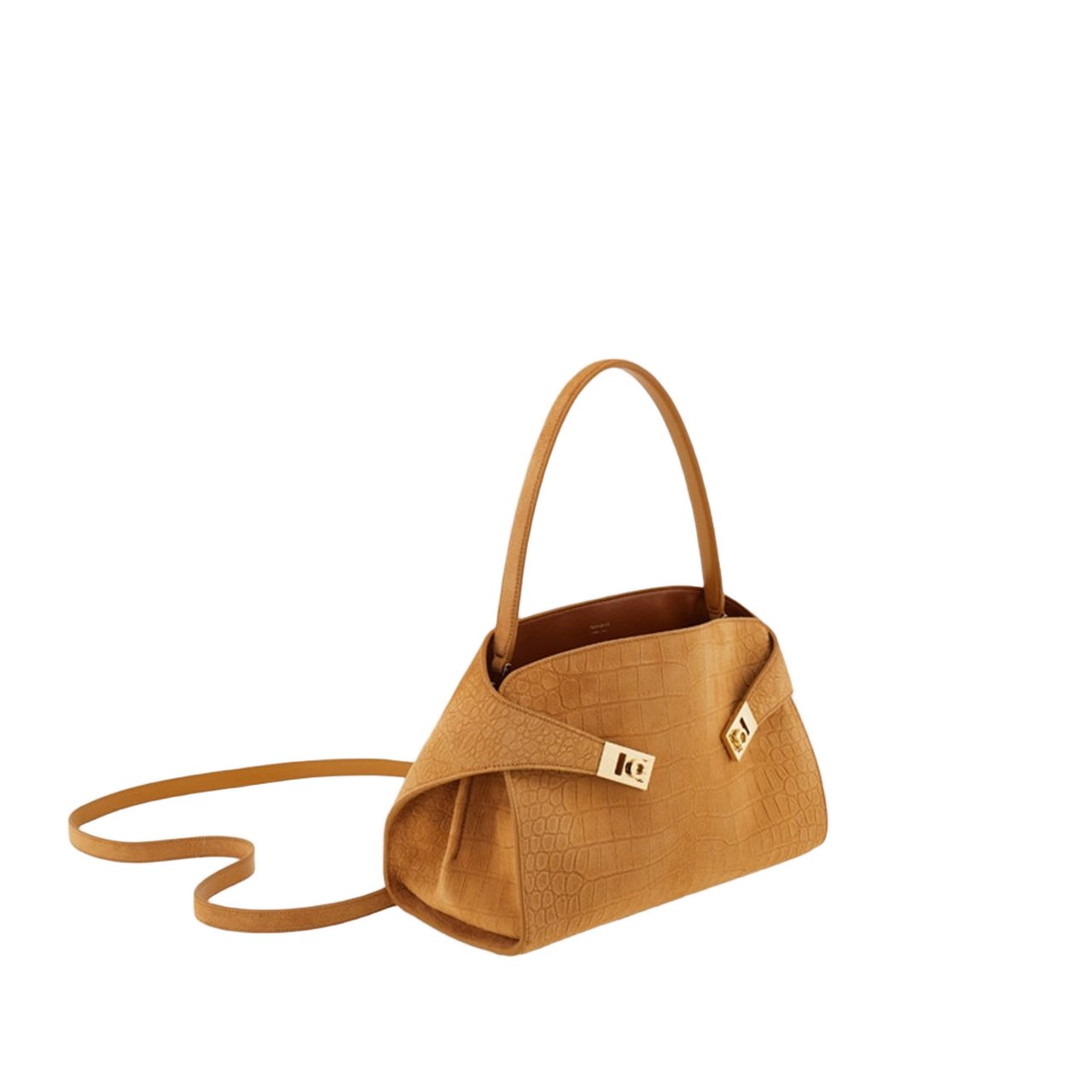 Salvatore Ferragamo Hug Soft Suede Shoulder Bag Oranje
