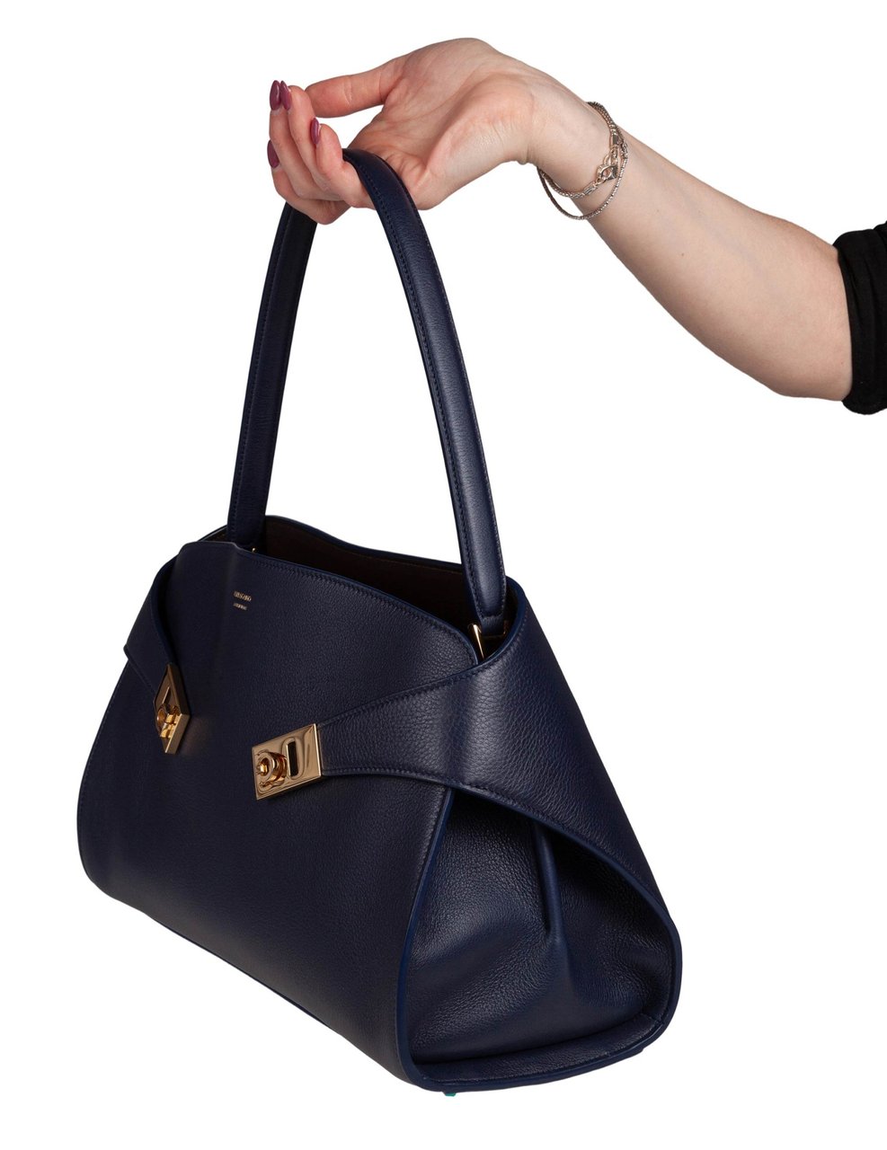 Salvatore Ferragamo Ferragamo hug sh leather shoulder bag, blue Blauw