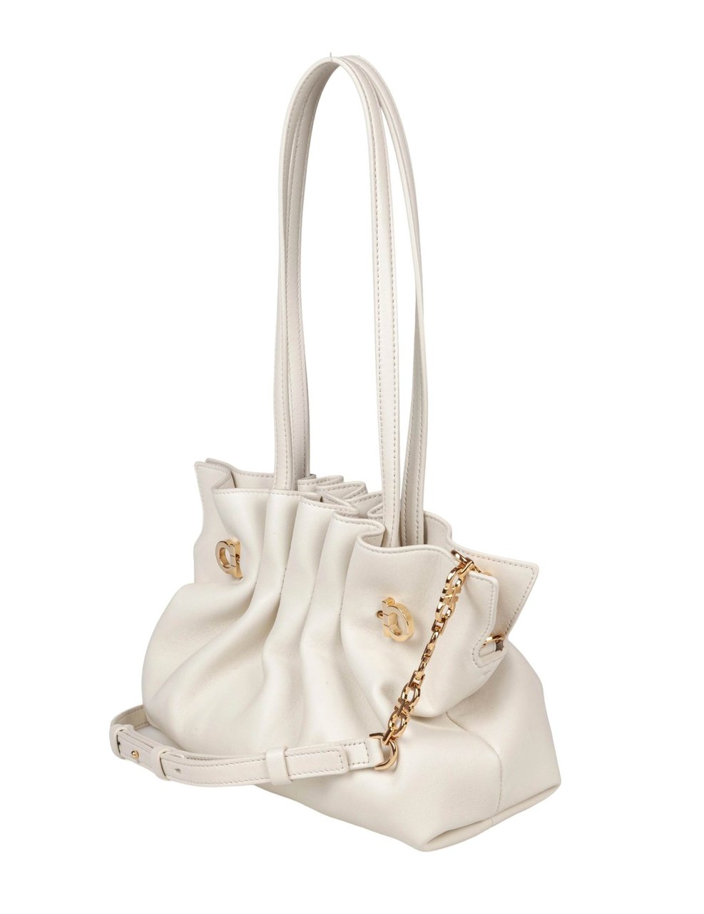 Salvatore Ferragamo Ferragamo soft bag s shoulder bag in nappa, mascarpone color Geel