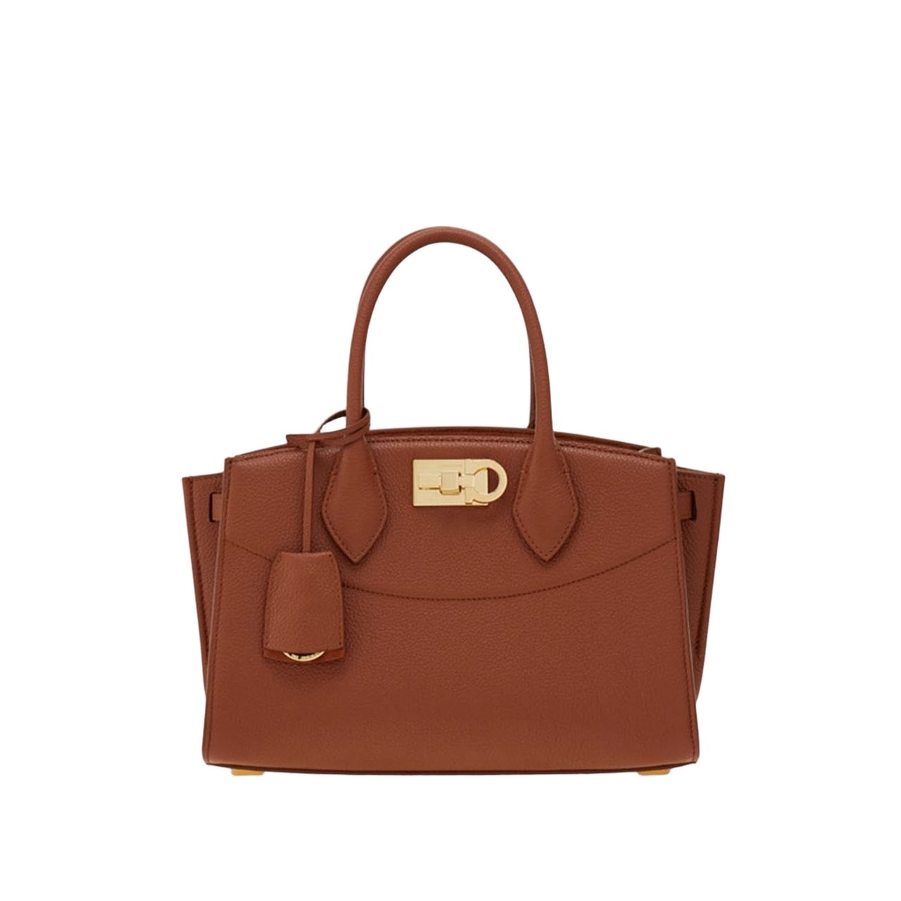 Salvatore Ferragamo Hammered Leather Handbag Bruin