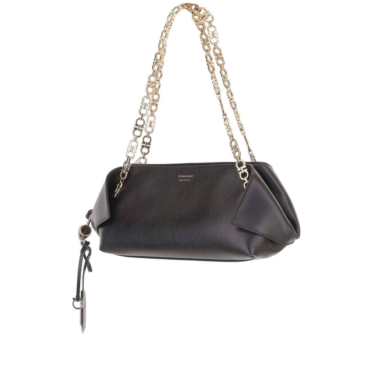 Salvatore Ferragamo Calfskin Leather Shoulder Bag Grijs
