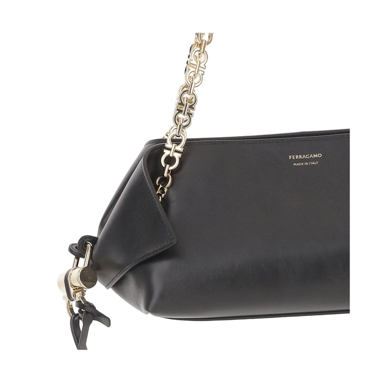 Salvatore Ferragamo Calfskin Leather Shoulder Bag Grijs