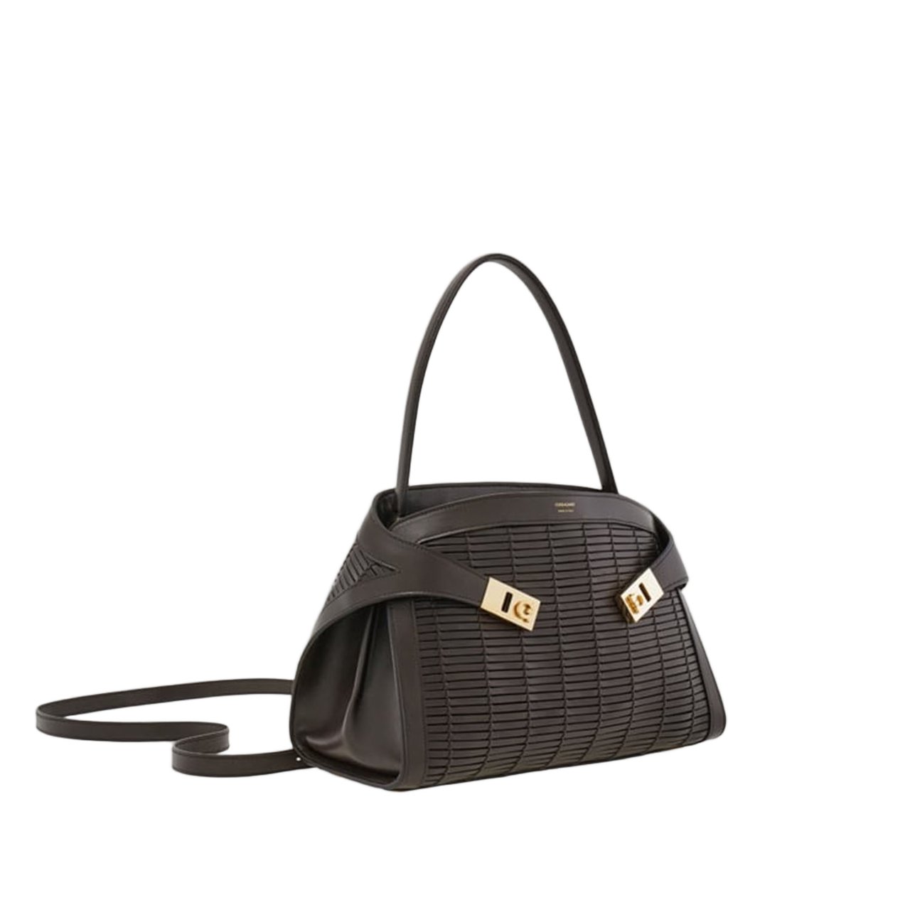Salvatore Ferragamo Hug Soft Leather Shoulder Bag Bruin