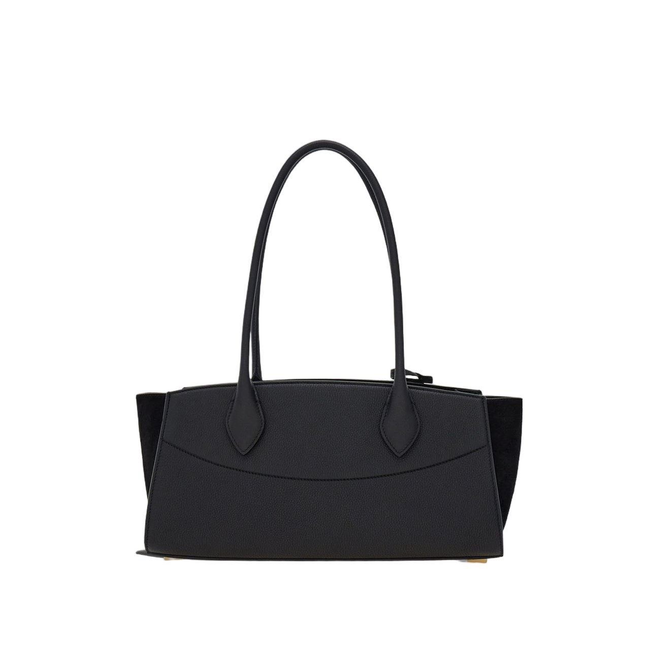 Salvatore Ferragamo Embossed Leather East West Shoulder Bag With Suede Accents Zwart