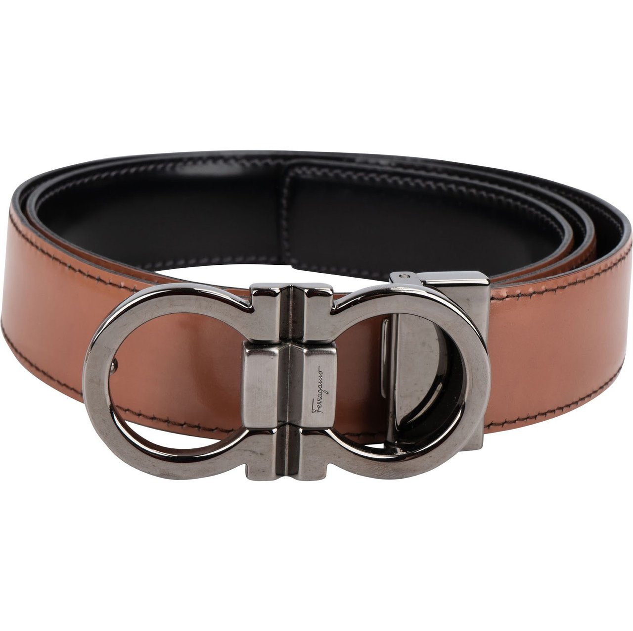 Salvatore Ferragamo Salvatore Ferragamo Brown Leather Reversible Gancini Belt (90) Bruin
