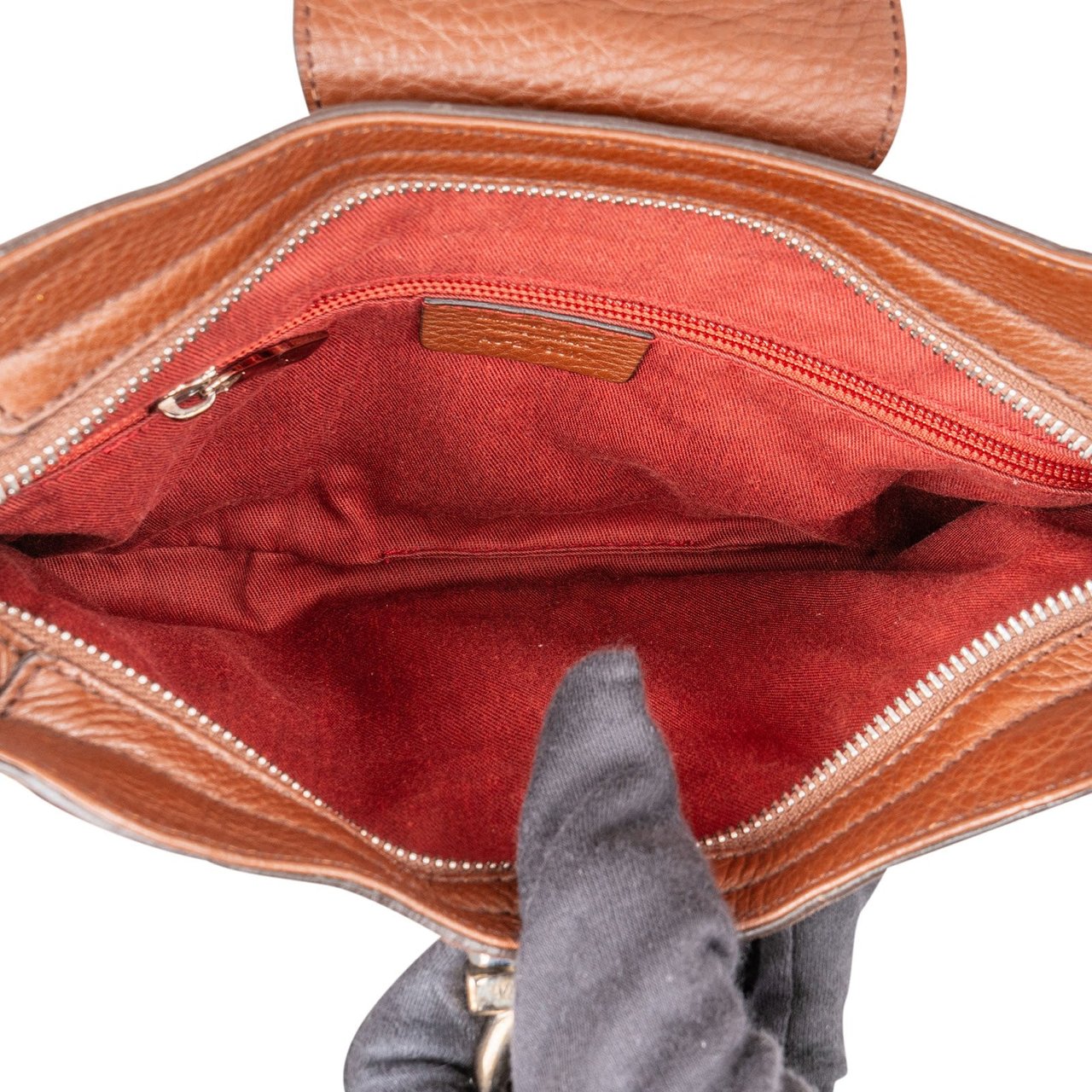 Salvatore Ferragamo Salvatore Ferragamo Pebbled Leather Marella Satchel Shoulder Bag Bruin