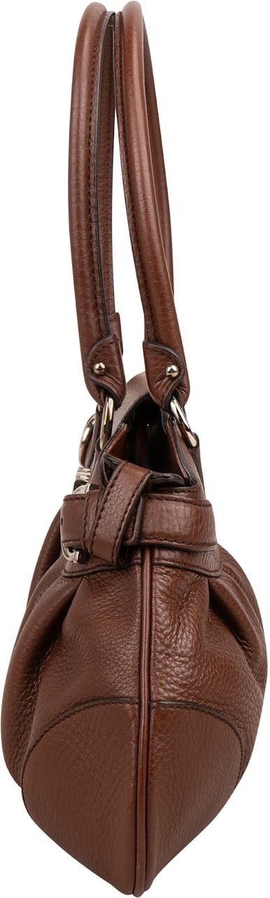 Salvatore Ferragamo Salvatore Ferragamo Pebbled Leather Marella Satchel Shoulder Bag Bruin