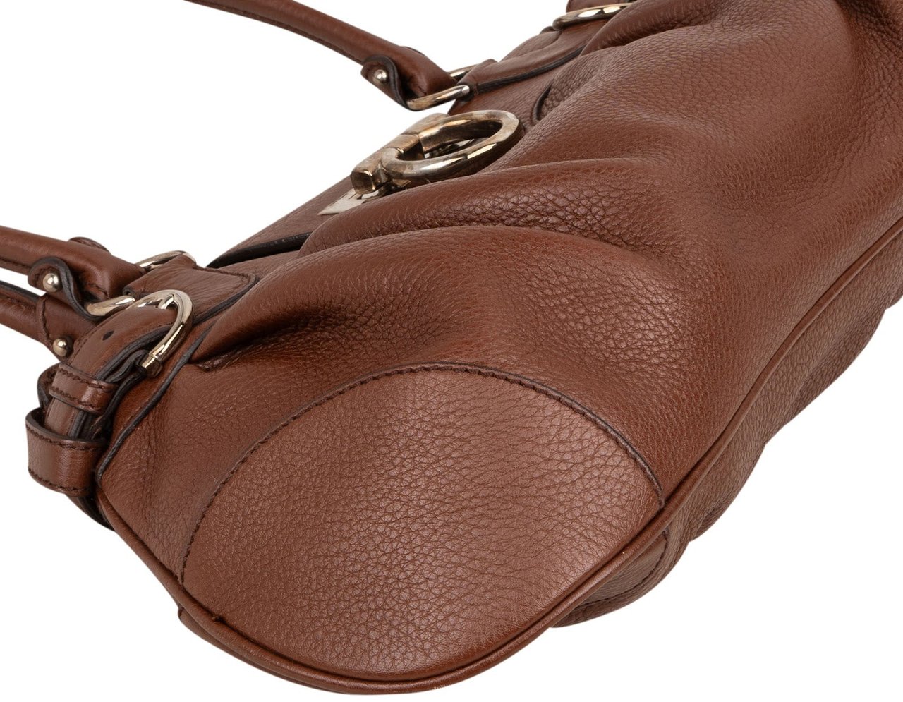 Salvatore Ferragamo Salvatore Ferragamo Pebbled Leather Marella Satchel Shoulder Bag Bruin