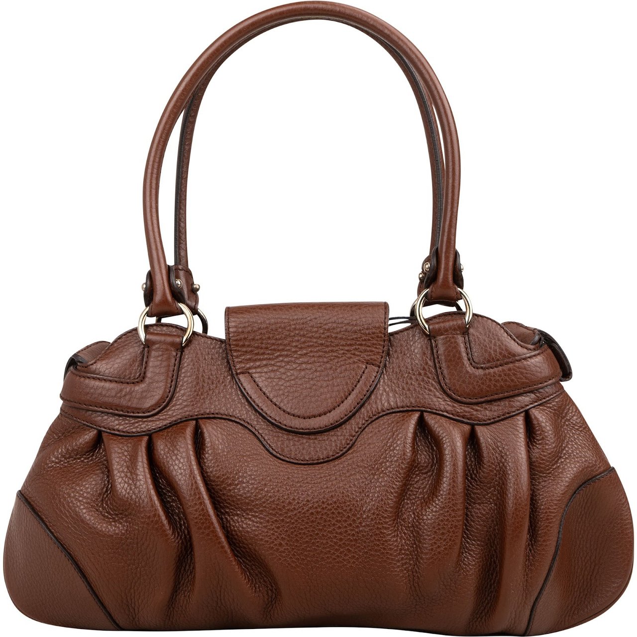 Salvatore Ferragamo Salvatore Ferragamo Pebbled Leather Marella Satchel Shoulder Bag Bruin